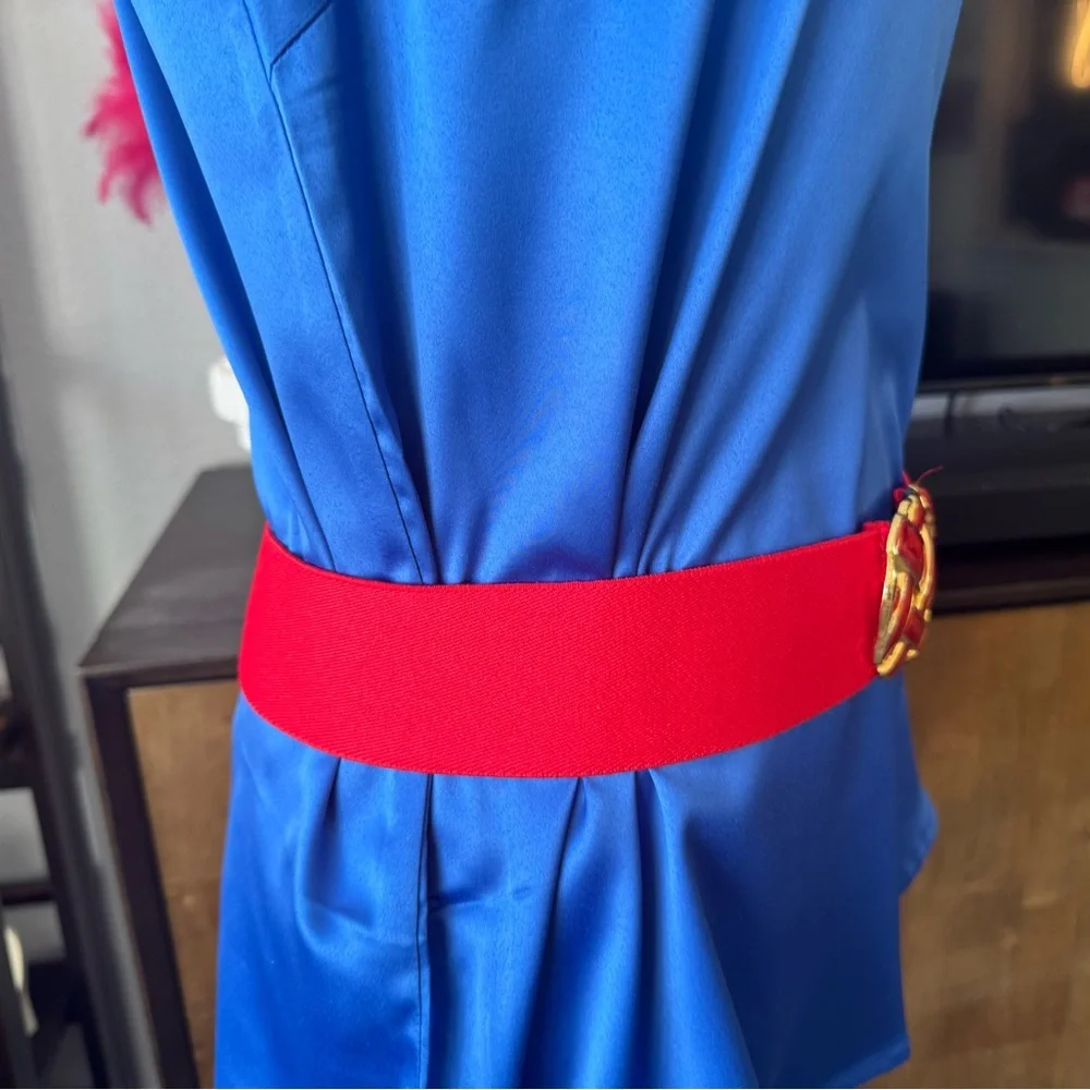 Vintage Day Lor Red Belt with Gold Braided Buckle